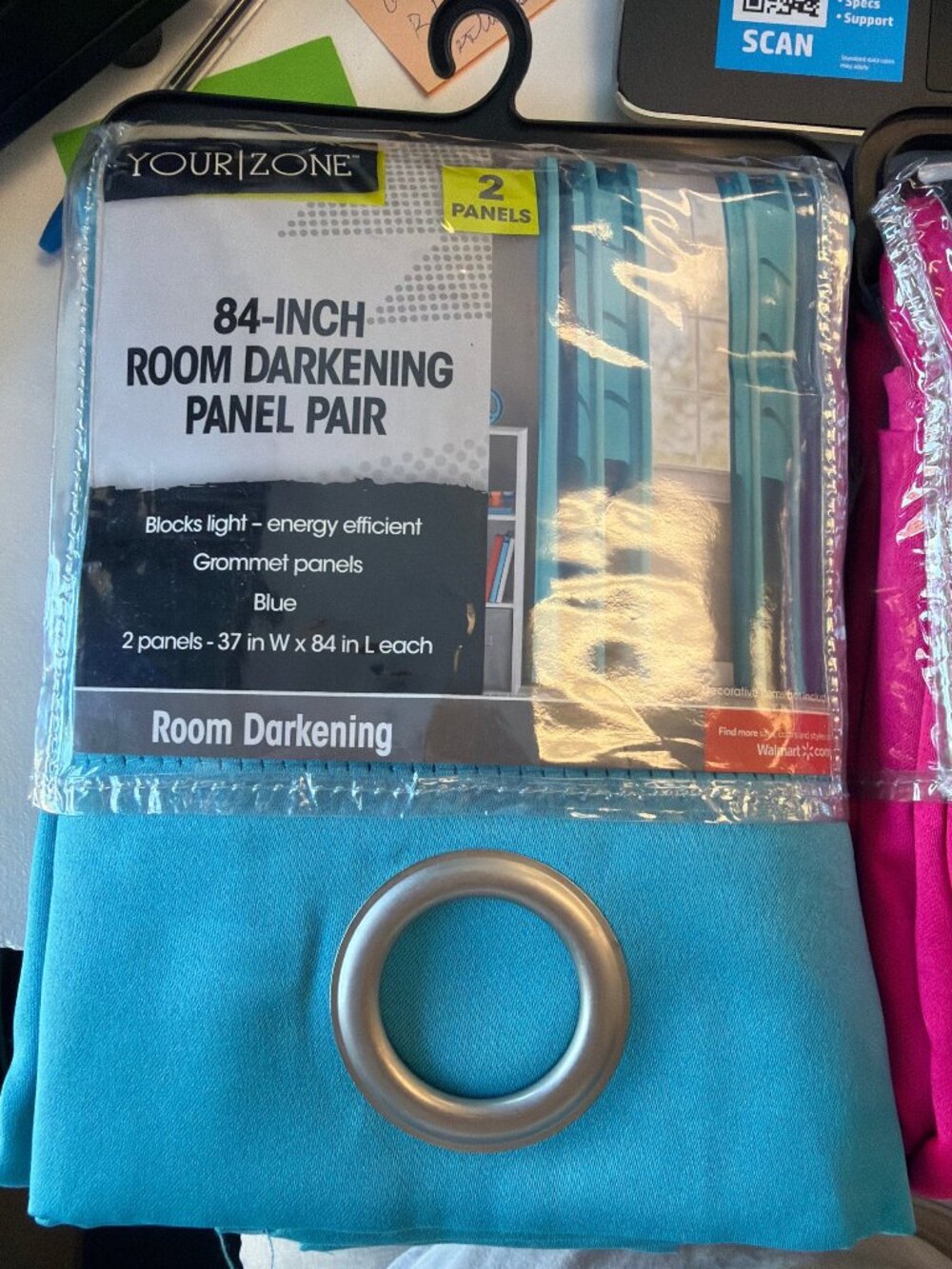 Your Zone 84-inch Room Darkening Panel Pair 2 Panels Blue Fuchsia Grommet